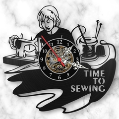 Relógio Parede Máquina Costura Costureira Profissão Vinil Lp - comprar online