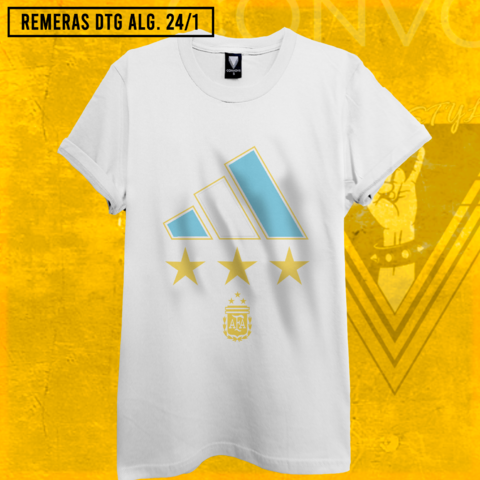 Remera Argentina Logo Afa 3 estrellas Gold