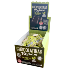 Chocolatinas 70% cacao sin azúcar con stevia por 5 gr. - 010-37079 - comprar online