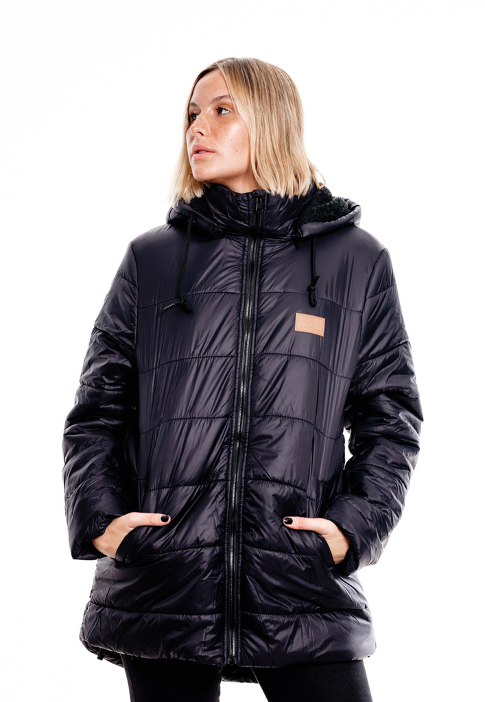 Campera Mujer Larga Noruega Negra 7006 LANGOSTA