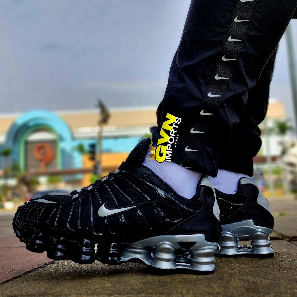 Nike shox best sale preto com prata