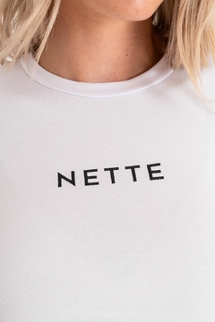 Remera mangas largas de algodón con lycra con estampa texto (NETTE) - comprar online