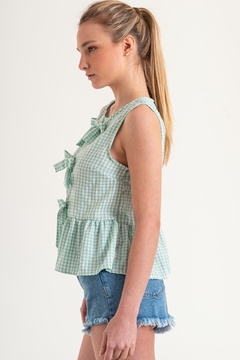 Blusa cuadrillé sin mangas y moños (CHECK) - comprar online