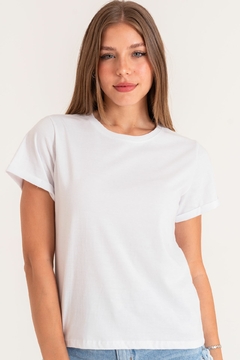 Remera de algodón con dobladillo en mangas (SOS) - tienda online