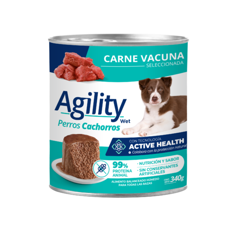 Agility Wet Carne Vacuna Perros Cachorros 340gr