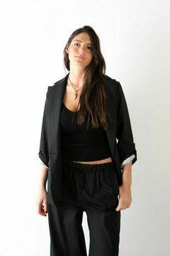 Blazer Belga de lino negro