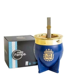 MATE PAMPA AFA AZUL ARO DORADO