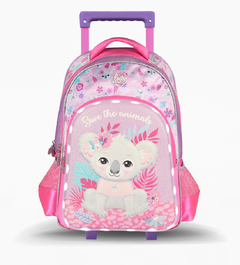 MOCHILA CARRO KOALA ROSA CON LUZ LED 18” FOOTY