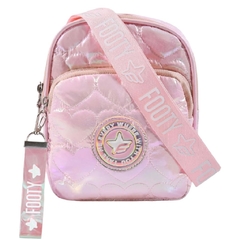 Bandolera Puffer Corazones Rosa