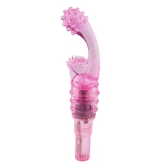 VIBRADOR C/ CAPA PARA ESTÍMULO DO PONTO G E DO CLITÓRIS - COR ROSA