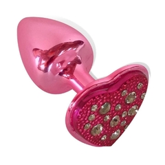 PLUG ANAL COM PEDRA DE CORAÇÃO CRAVEJADA EM STRASS HARD-ROSA-at