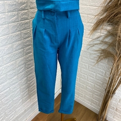 Conjunto azul blusinha e calça TAM: P - Brechó Versátil Santo André