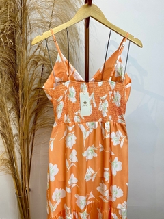 Vestido alça longo laranja com flores TAM g - comprar online