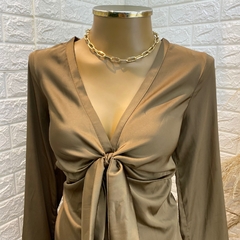 Vestido marrom de cetim Zara TAM: P (veste um M) - Brechó Versátil Santo André