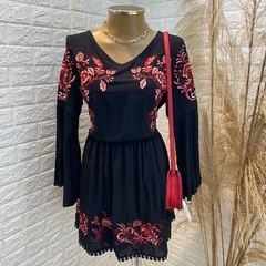 Vestido preto com estampa vermelha Ave Rara novo TAM: 38