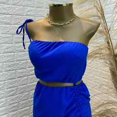 Vestido azul com bojo e fenda TAM: M - comprar online