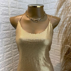 Vestido de paetê dourado TAM: P (veste um M) - comprar online