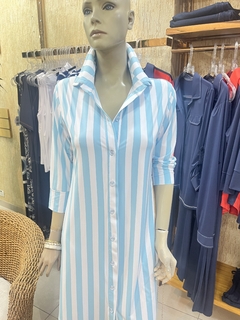 Chemise Listrado Azul Claro e Branco na internet