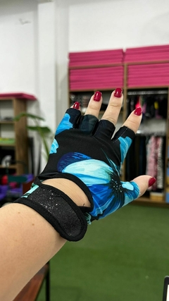 Guantes Fitness flores azules
