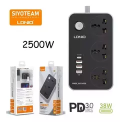 ZAPATILLA LDNIO 3 TOMAS + 3 USB 18W + PD 20W