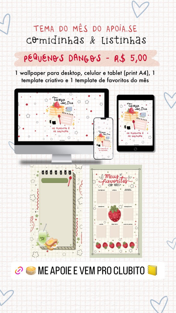 Kit Scrapbook Comidinhas Kawaii