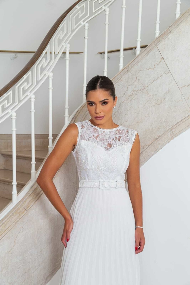 Vestido de noiva store saia plissada