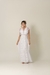 Vestido noiva longo minimalista com manga no poá- Talita