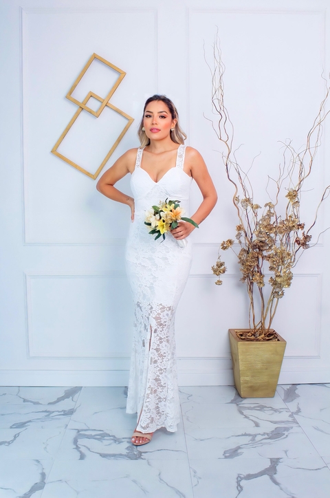 Vestido de noiva hot sale simples de alça