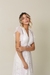 Vestido noiva longo minimalista com manga no poá- Talita - Closet Garota Up Vestidos Brancos para Casamento Civil -