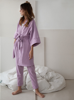 Conjunto moletom com felpa kimono + calça pijama lilás - loja online