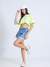 Camiseta Cropped Love Spell Verde E Off White - loja online