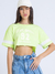 Camiseta Cropped Love Spell Verde E Off White - LLICCE 