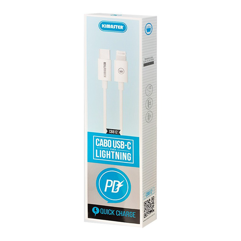 Kit Carregador de Parede Usb-C 20W + Cabo USB-C Lightning de 1M p/  IPhone/IPad - 1° Linha