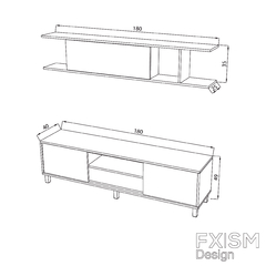 Modular Mueble Rack Nordico Escandinavo Moderno Juvenil Tv1 - FXSM-Design