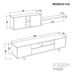 Mueble Tv Rack Nordico Escandinavo Modular Moderno Tv2 - FXSM-Design
