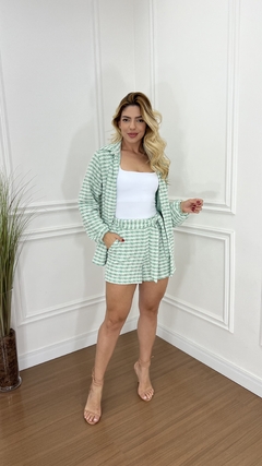 CONJUNTO SHORT E CASACO MALHA TWEED JULIE VERDE na internet