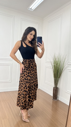 CONJUNTO SAIA ENVELOPE ANIMAL PRINT E BODY VAZADO - Loja Haja Amor