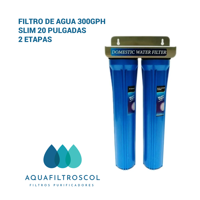 Filtro de Agua 300GPH SLIM 2 Etapas 20 Pulgadas