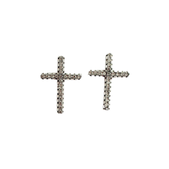 Brinco cruz em prata 925 com zircônia