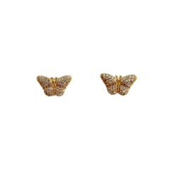 Brinco borboleta em ouro 18k com zircônia (160)