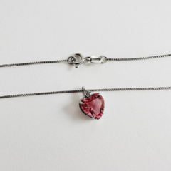 Colar coração rosa em prata 925 com ródio e zircônia na internet