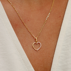 Pingente coração em ouro 18k com zircônia (080) - comprar online