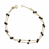 Pulseira duas voltas em ouro 18k com cristais negros (240)