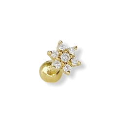 Microbell reto florzinha ouro 18k - Piercingforyou