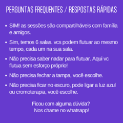 Flutuação | 60 min | dia útil - tarde | 14:30 | Validade 3 meses | BF - loja online