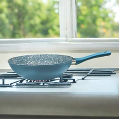 Wok De Aluminio Forjado Con Antiadherente Granito Azul 28 Cm - comprar online