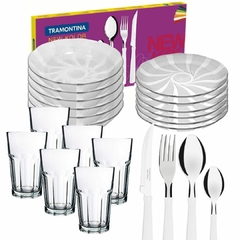 Set de platos vasos y cubiertos tramontina 42pz - comprar online