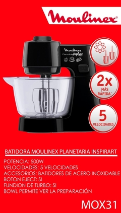 Batidora Moulinex Planetaria Inspirart 500w 5 velocidades