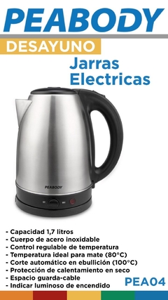 Jarra Electrica Peabody 1.7L Acero Inox