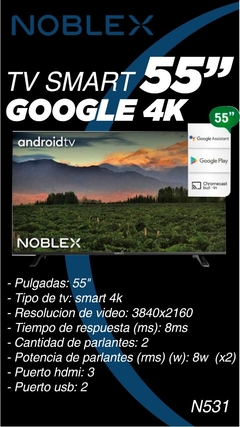 Smart Tv 55 Google 4k NOBLEX